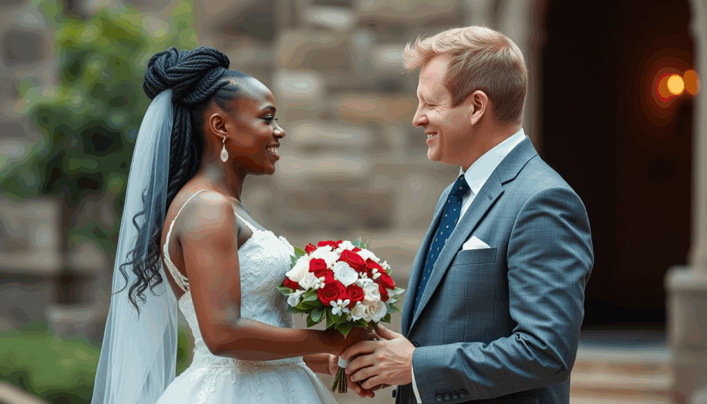 Kenianisch-deutsches Paar vor der Hochzeitsplanung