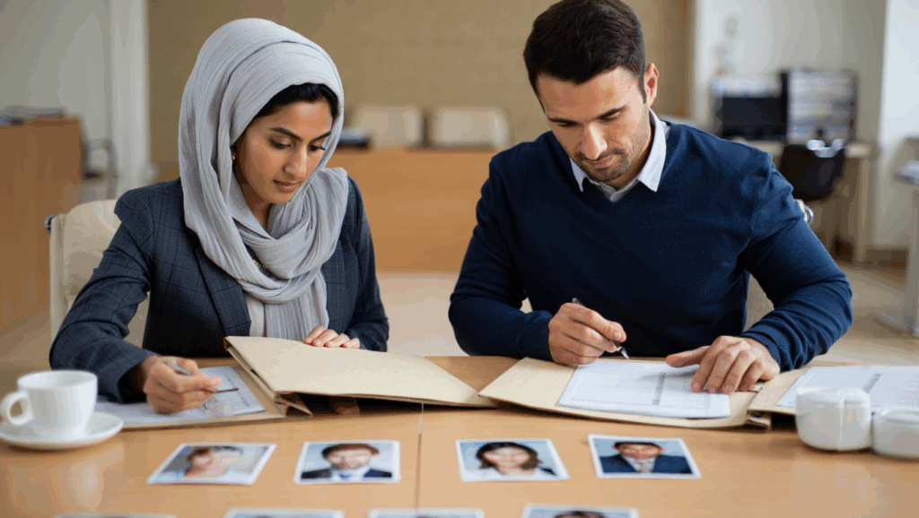 Paar bereitet Einladung und Unterlagen für das Besuchervisum Saudi-Arabien–Deutschland vor